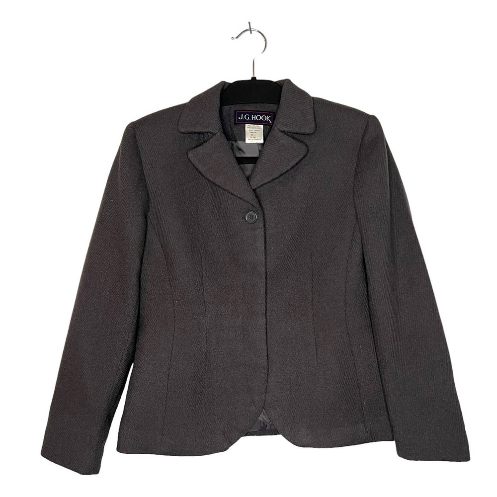 Vintage 80s J.G Hook Blazer 100% WOOL Classic Work Luxury Notched Lapel - Size 6